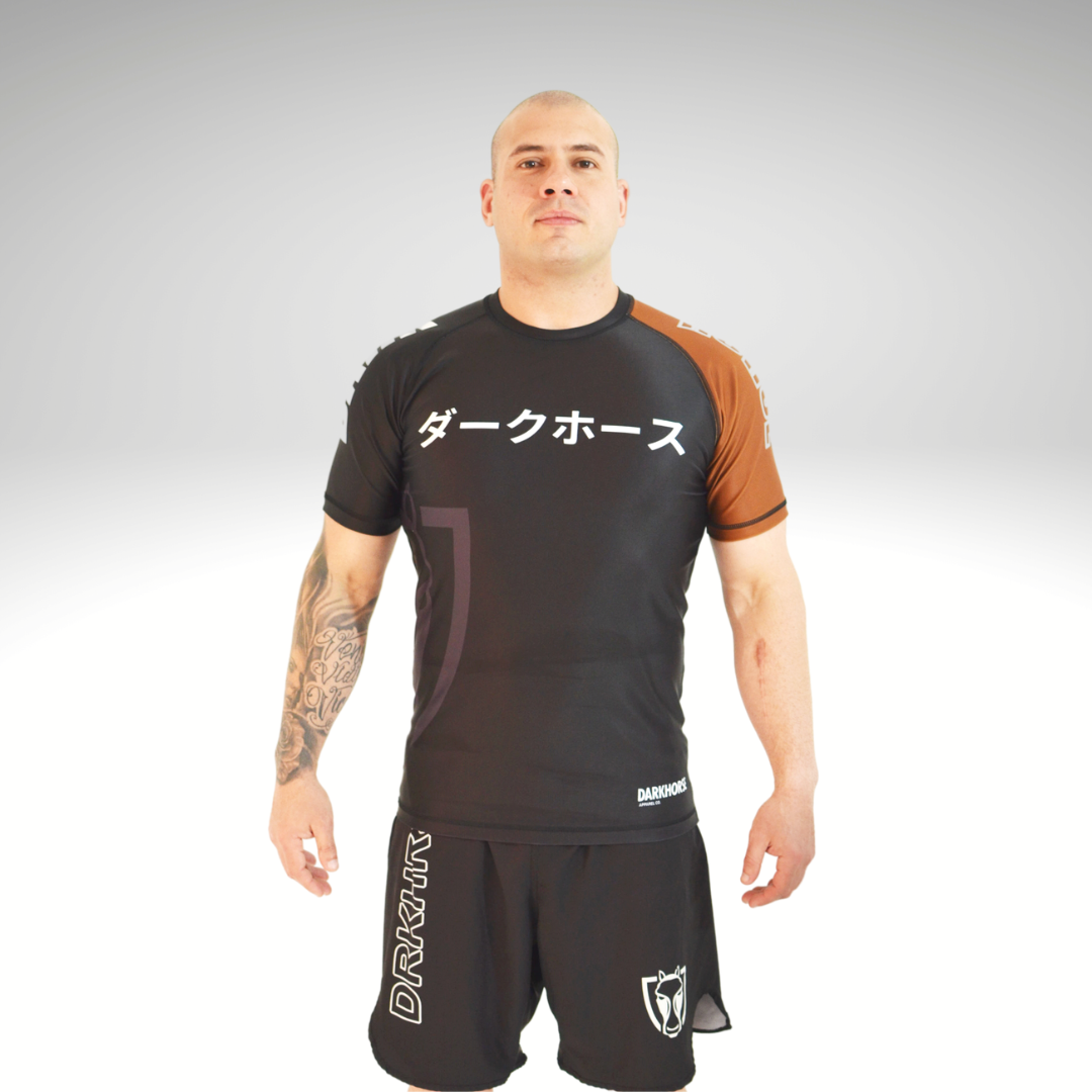 IBJJF Ranked Rash Guard - Short Sleeve - Brown