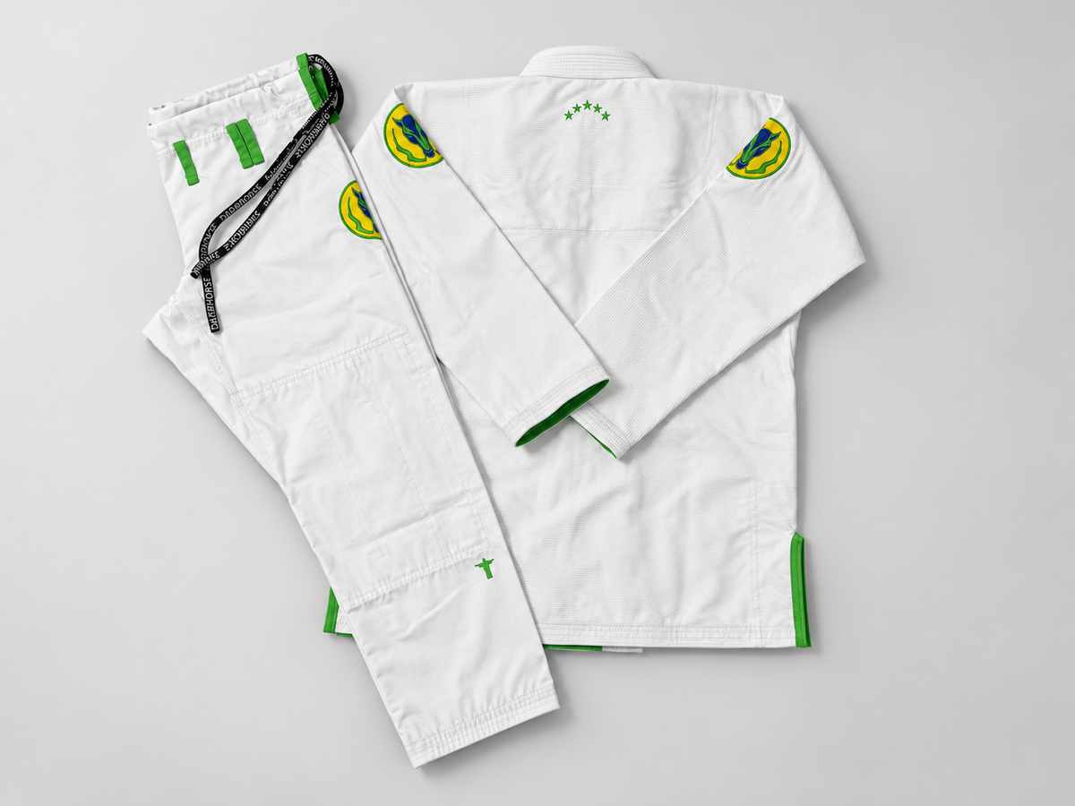 Dark Horse Rio Edition white BJJ gi back view