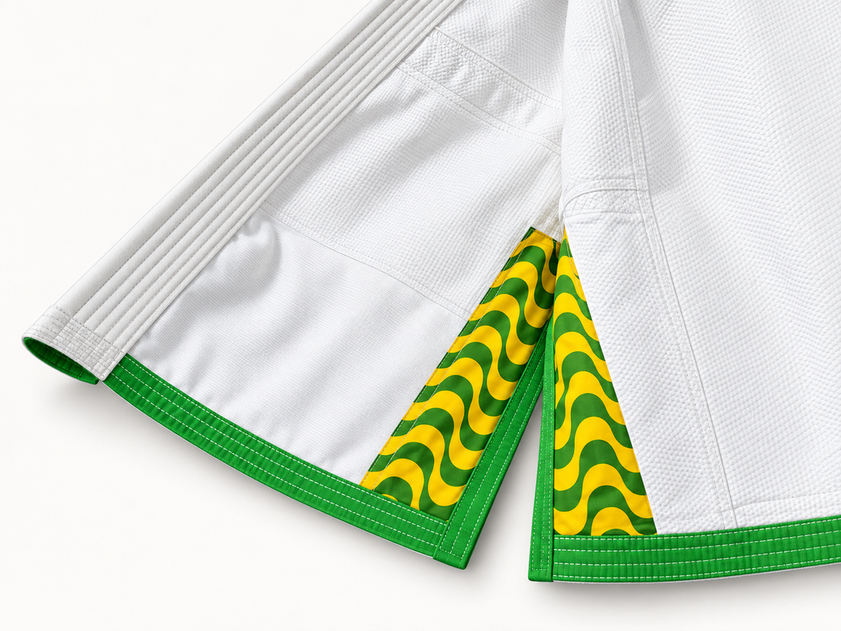 Dark Horse Rio Edition gi green trim and patterned lining detail